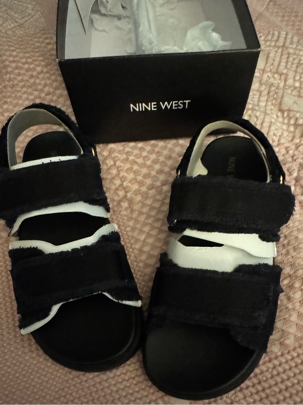 Nine West Jumpy Women's Slide Footbed Sandals Nine West Size 6.5 New In Box Blk